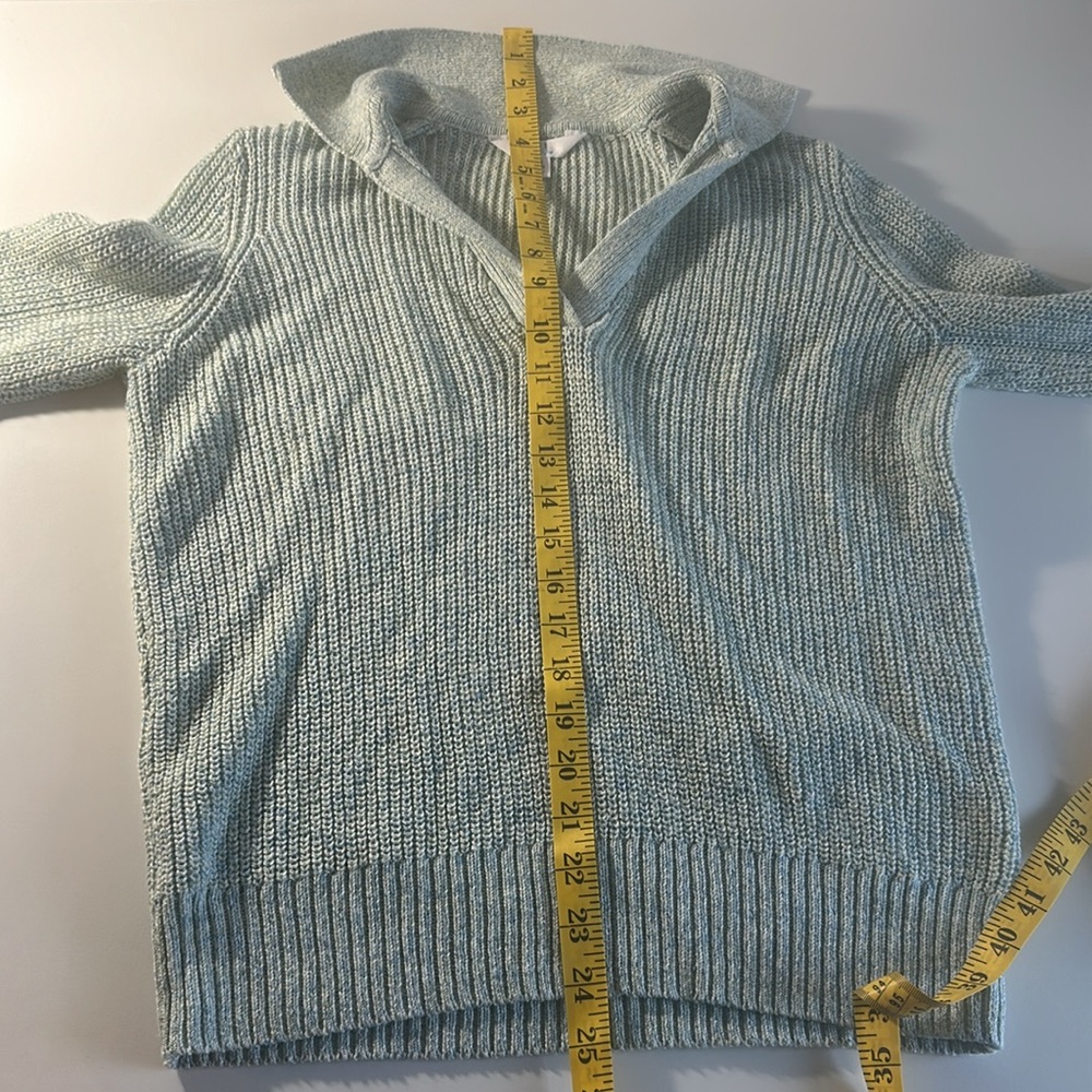 TIME AND TRU V NECK LIGHTWEIGHT GREEN SWEATER WITH COLLAR RIBBED KNIT LOOK XS - Picture 11 of 13